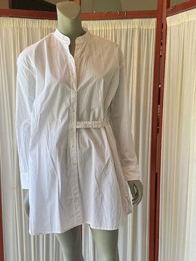 XIRENA White Mills Dress Crisp Cotton With Adjustable Waist Tie NWT Size XS
